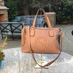 Gucci Pink Pebbled Leather Soho 2 Way Tote Bag